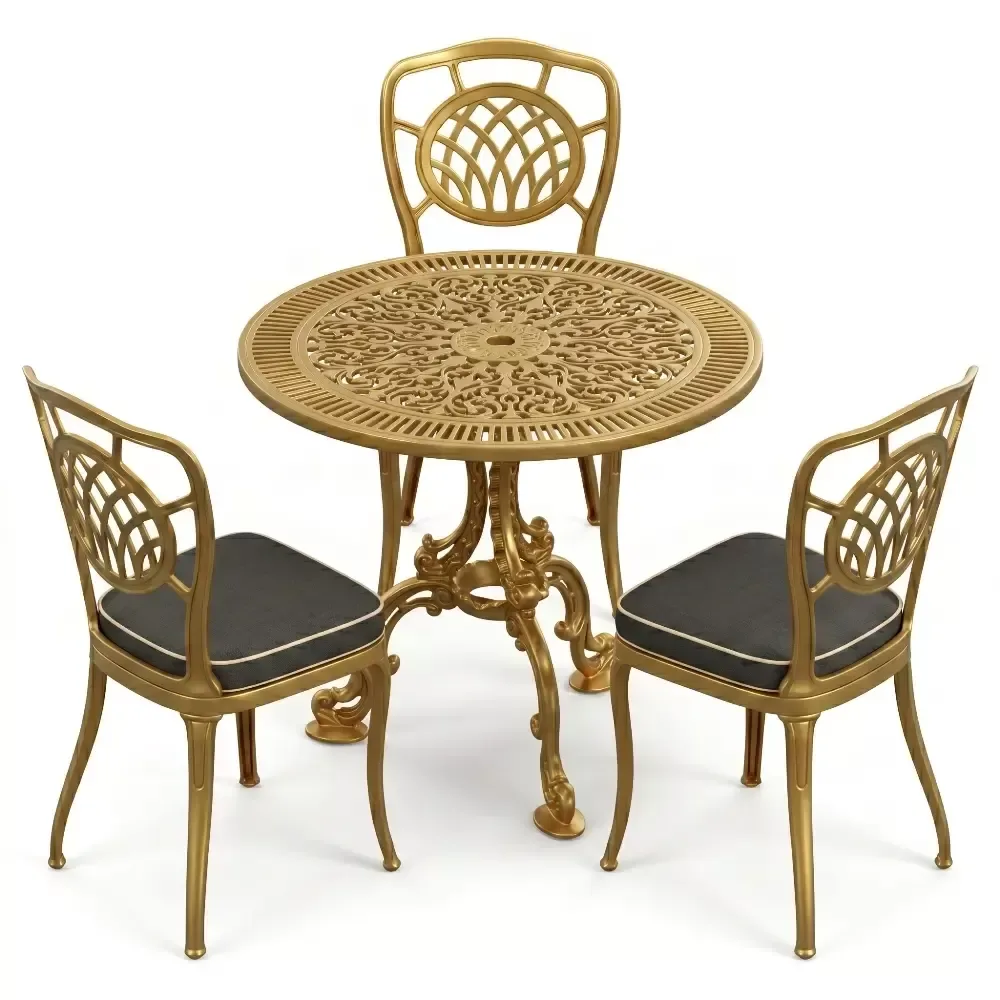 Y: 73 cm 3 Seater Aluminum Die Casting Table Chair Set Akbrella World AKB-852
