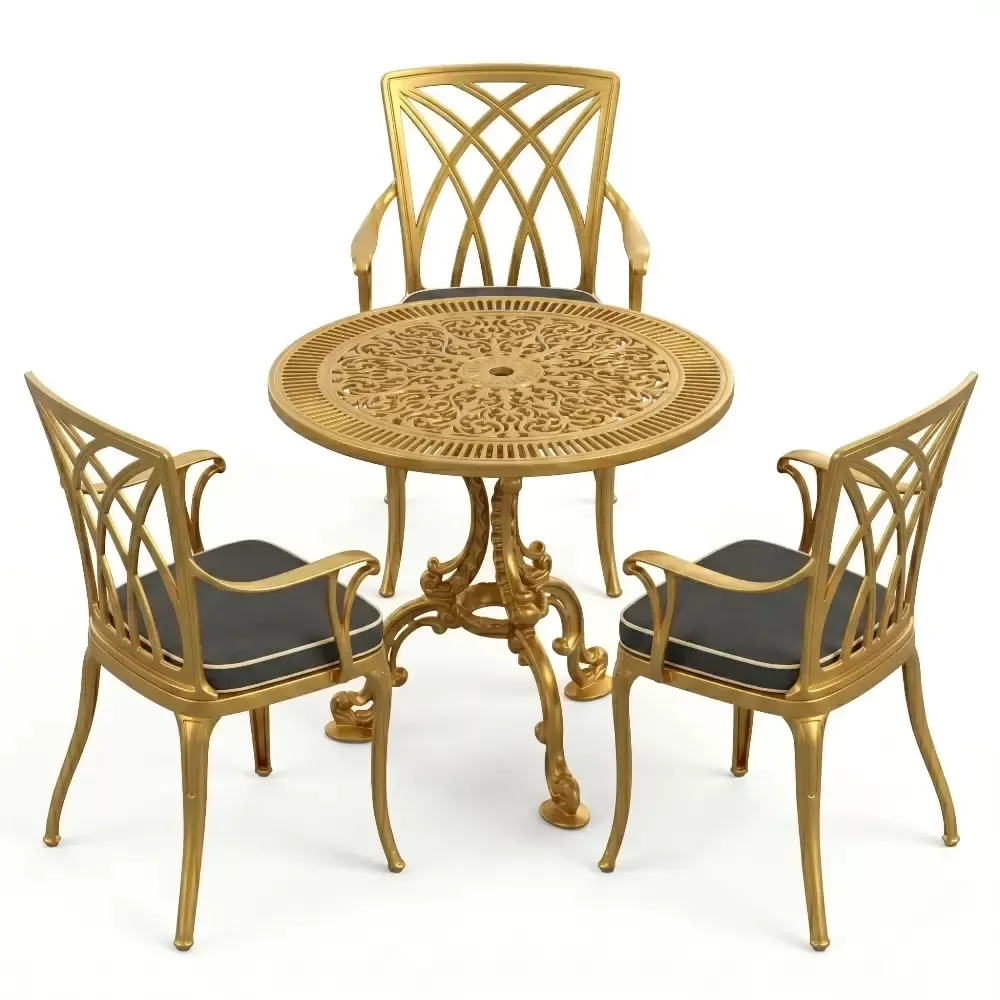 Y: 73 cm 3 Seater Aluminum Die Casting Table Chair Set Akbrella World AKB-854