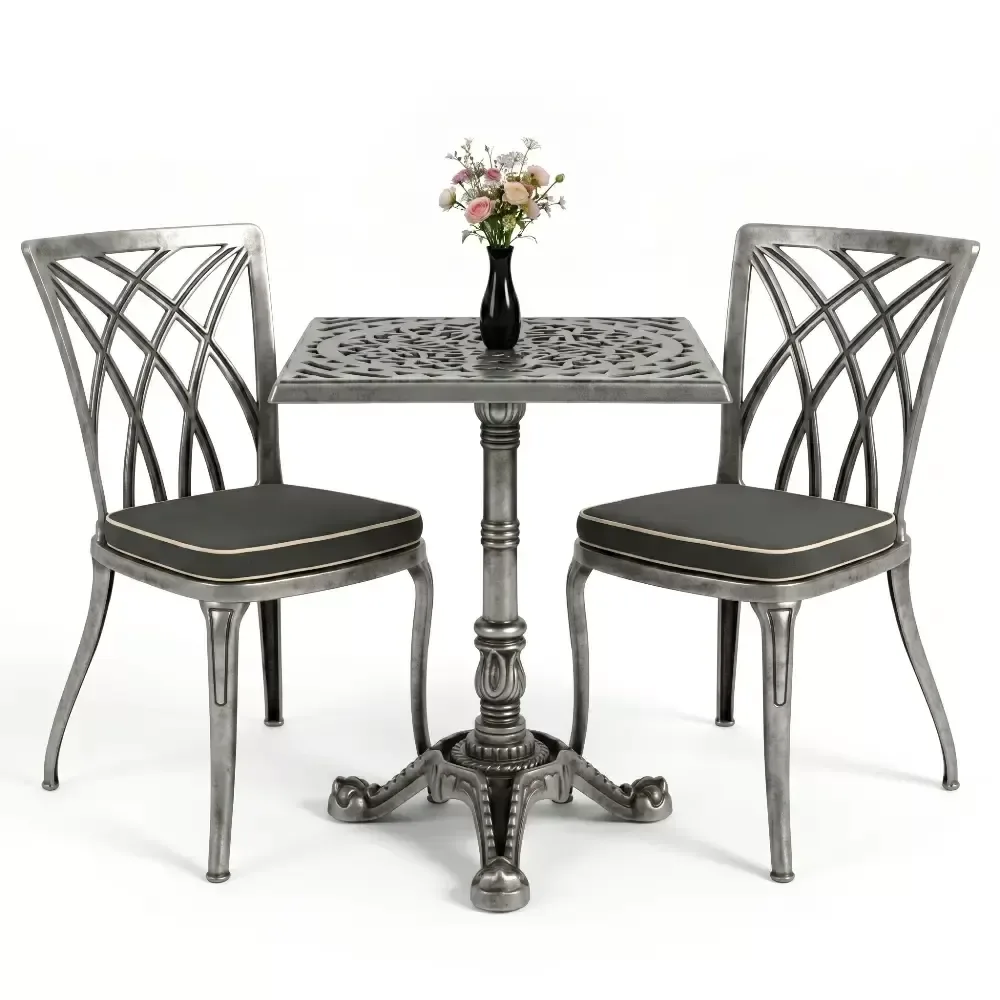 Y:76 cm 2 Seater Aluminum Die Casting Table Chair Set Akbrella World AKB-845
