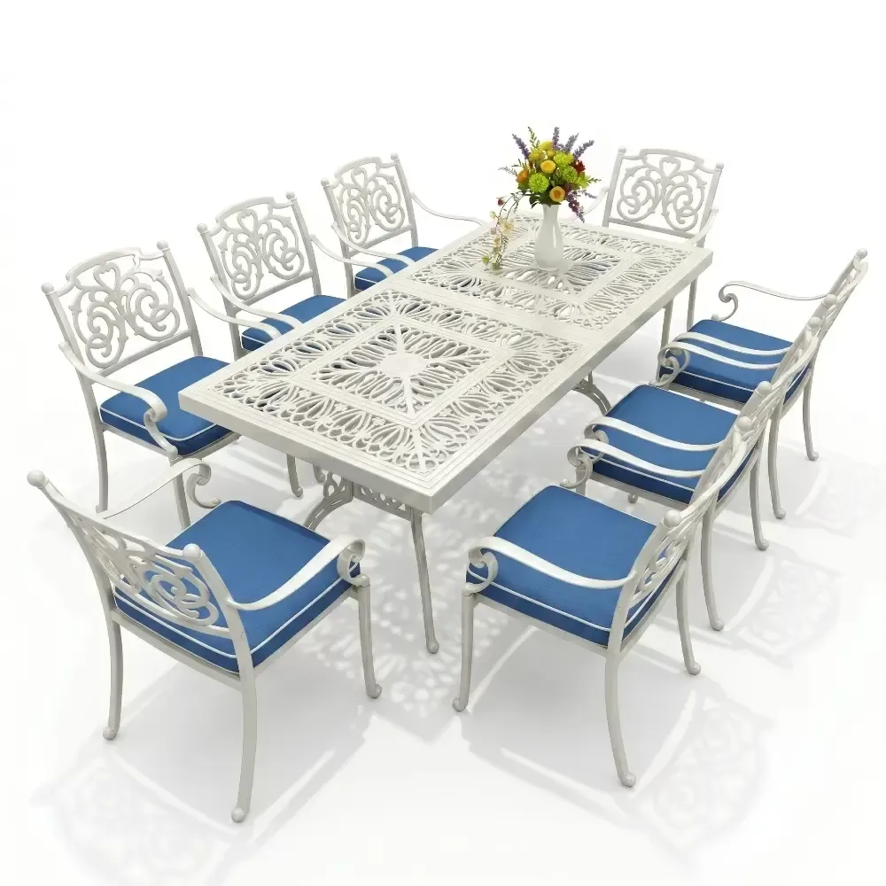 Y:76 cm 8 Seater Aluminum Die Casting Table Chair Set Akbrella World AKB-1070