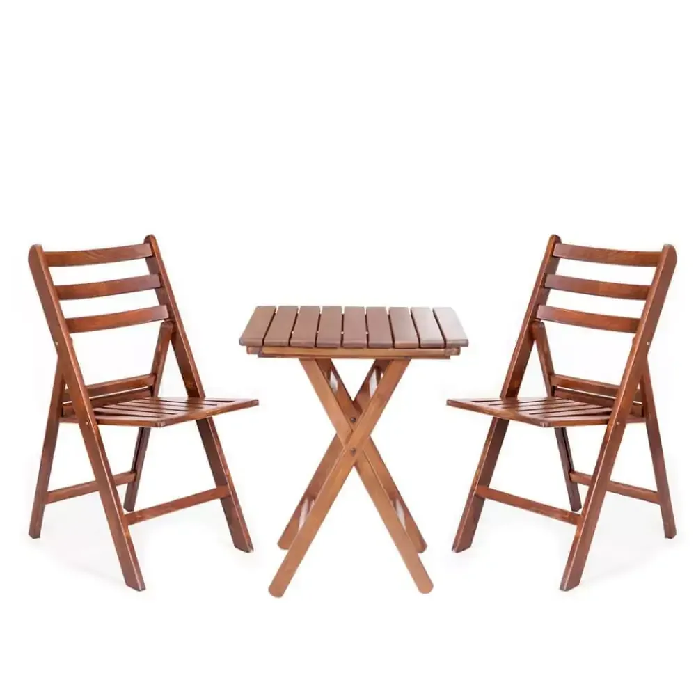 1 бөлік 60x60 Athens бүктелетін кофе үстел жиынтығы 2 Akbrella World AKB-534