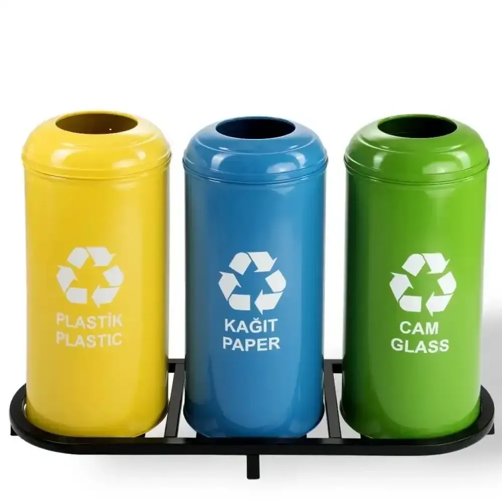 3 Piece Recycling Dustbin Set Paper 36x103x73 cm Akbrella World AKB-637