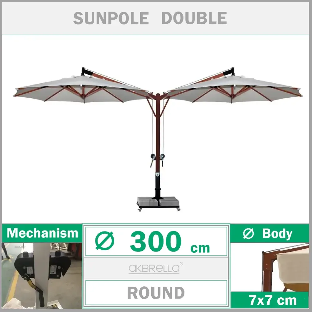 3m 70x70mm алюминий корпусы Қос бас күн қолшатыр Akbrella World AKB-61