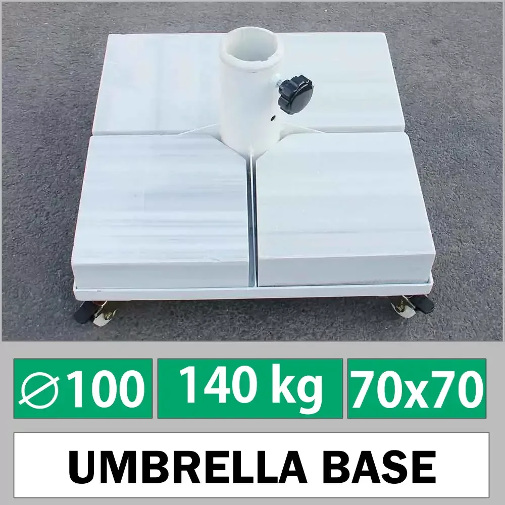 70x70 cm Marble салмақты 140 kg қолшатыр аяқтары дөңгелектері бар Akbrella World AKB-104