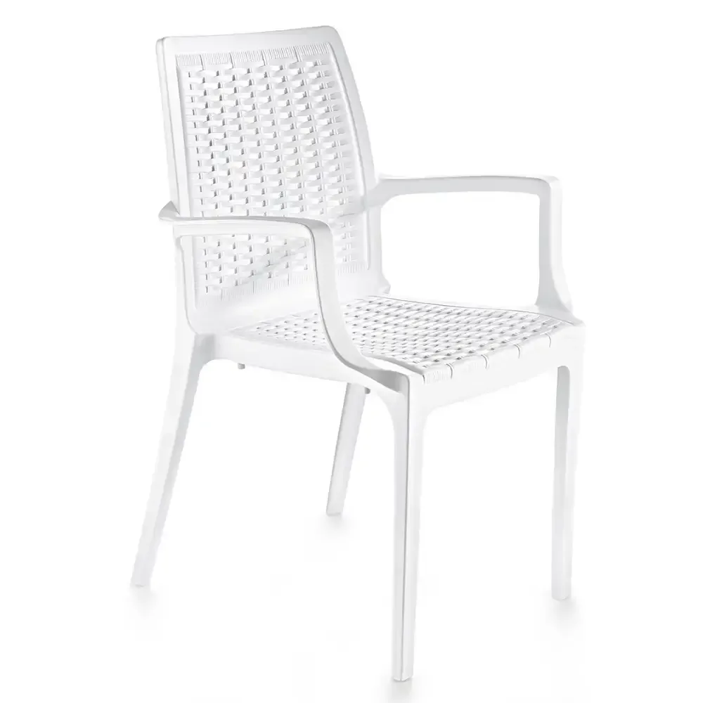 Ağ qoltuqaltılı plastik rattan kreslo 2524 Akbrella World AKB-768