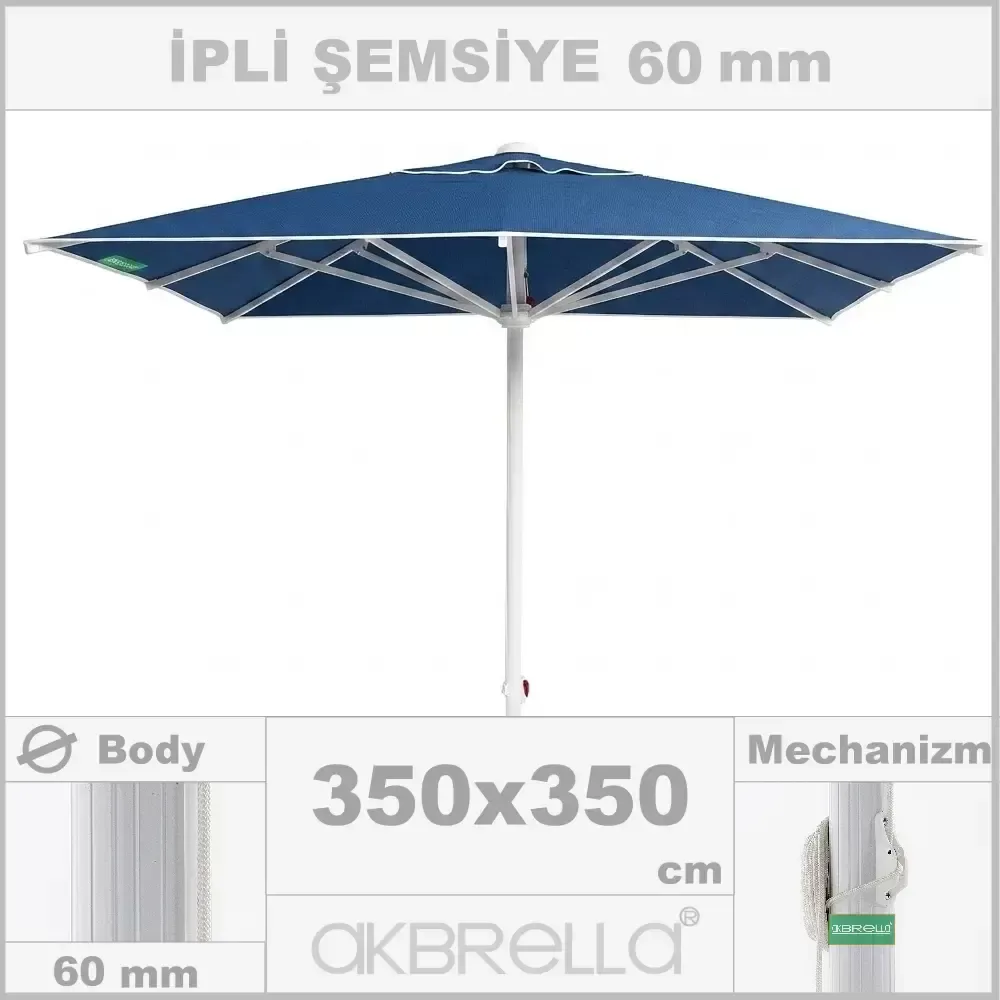 Диаметрі 60mm алюминий корпусы, арқанды бақша қолшатыр 350x350cm Akbrella World AKB-65
