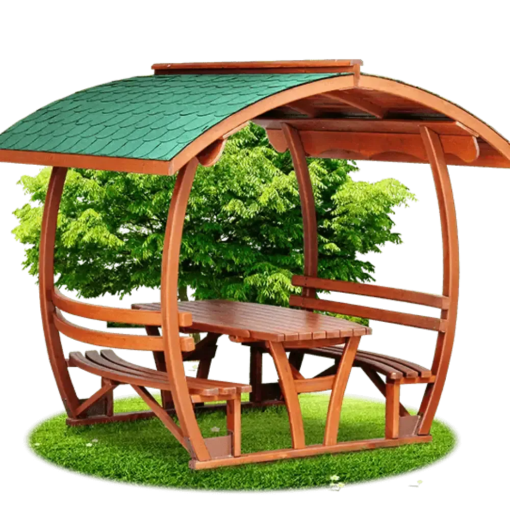 Шатырлы 4 Seasons ағаш пикник үстелі камелиясы 353x253x242 cm Akbrella World AKB-281