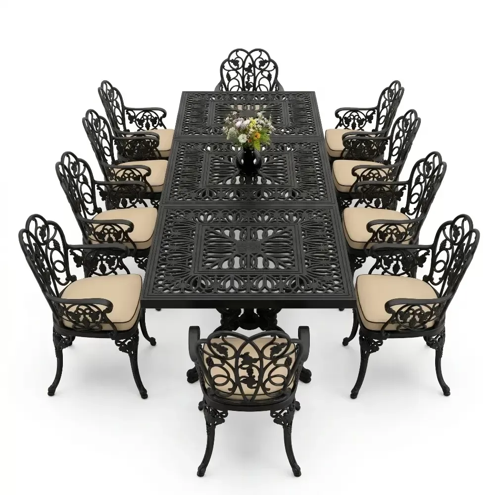 Ensemble de chaises de table en fonte en fonte en fer forgé de 10 personnes Akbrella World AKB-1027
