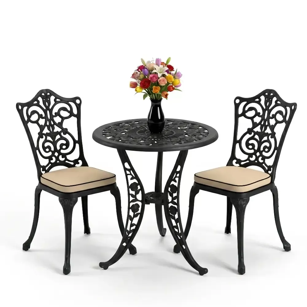 Cm 2 Person Wrought Iron Aluminum Casting Table Chair Set Akbrella World AKB-888