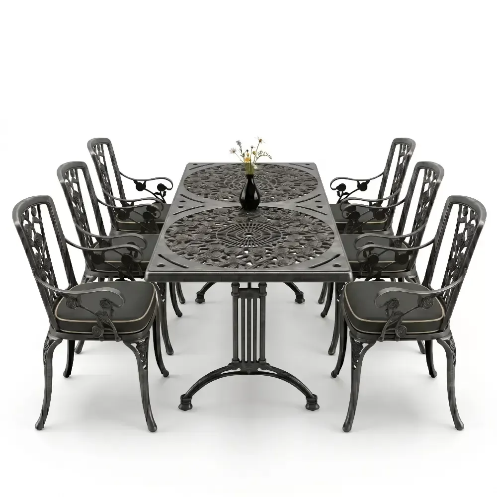 Ensemble de chaises de table en fonte en fer forgé en aluminium pour 6 personnes Akbrella World AKB-1012