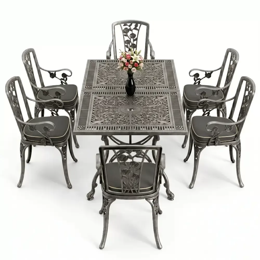 Ensemble de chaises de table en fonte en fer forgé en aluminium pour 6 personnes Akbrella World AKB-1017