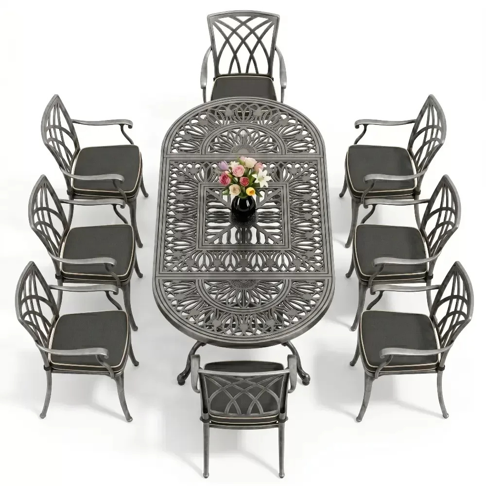 Cm 8 Person New Season Aluminum Casting Table Chair Set Akbrella World AKB-1045