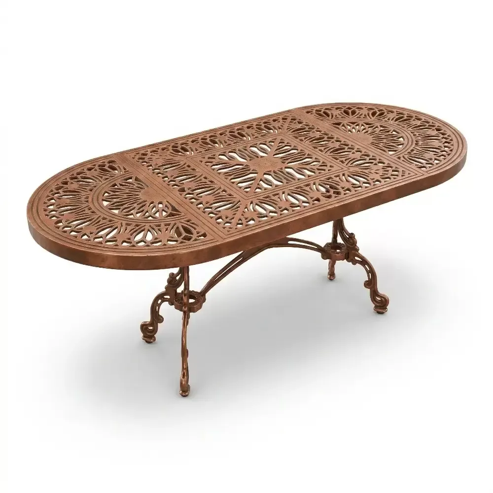 Elips Aluminum Cast Iron Wrought Iron Table 100x200 cm (CAS 350) Akbrella World AKB-725
