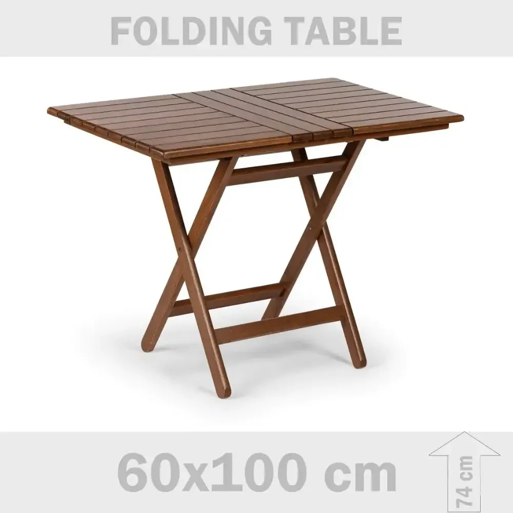 Hornbeam ағашынан жасалған бүктелетін бақша балкон үстелі 60x100x74 cm Akbrella World AKB-522