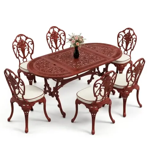 6 орындық Rose алюминий құю үстелі, қол тіреуішсіз Akbrella World AKB-1008