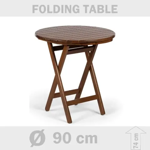 Ø 90x74 cm Hornbeam ағашы бүктелетін дөңгелек ағаш үстел Akbrella World AKB-526
