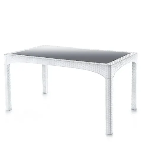 Ақ шыны пластик роттан үстел 2586-4 Akbrella World AKB-788