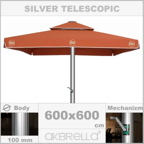 Диаметрі 100mm күміс алюминий корпусы, бақша қолшатыры 6x6m Akbrella World AKB-08