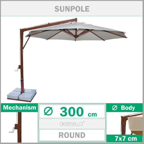 Диаметрі 3m 70x70mm алюминий бүйірлік корпус күн қолшатыры Akbrella World AKB-58