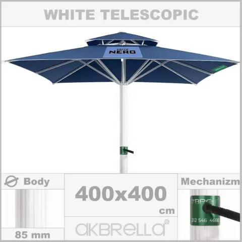 Диаметрі 85mm алюминий корпусы, телескопиялық кафе қолшатыр 4x4m Akbrella World AKB-17