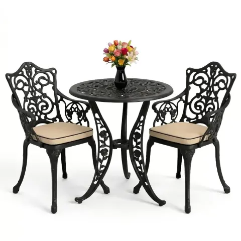Cm 2 Person Wrought Iron Aluminum Casting Table Chair Set Akbrella World AKB-889