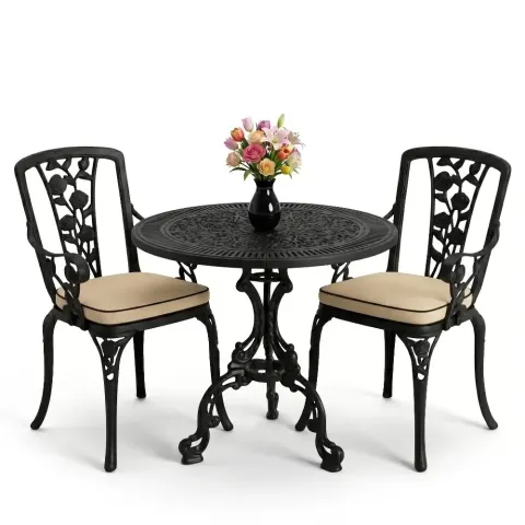 Cm 2 Person Wrought Iron Aluminum Casting Table Chair Set Akbrella World AKB-881