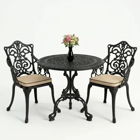 Cm 2 Person Wrought Iron Aluminum Casting Table Chair Set Akbrella World AKB-883