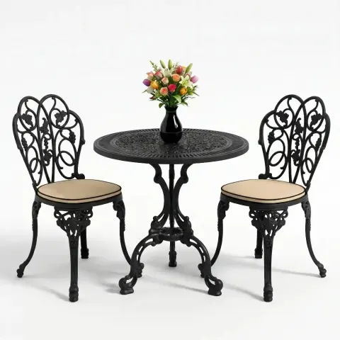 Cm 2 Person Wrought Iron Aluminum Casting Table Chair Set Akbrella World AKB-884