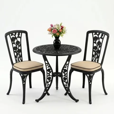 Cm 2 Person Wrought Iron Aluminum Casting Table Chair Set Akbrella World AKB-886