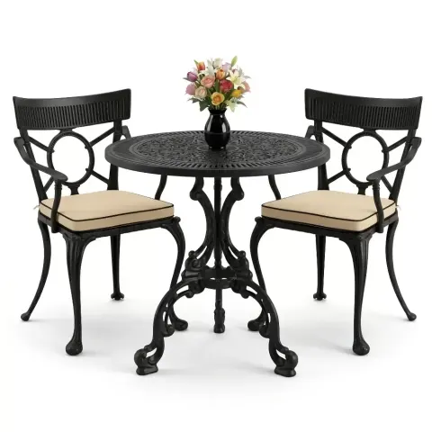 Cm 2 Person Wrought Iron Aluminum Casting Table Chair Set Akbrella World AKB-878