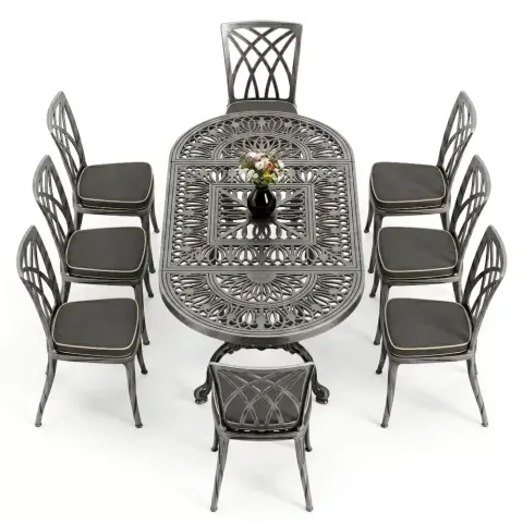 Cm 8 Seater Aluminum Casting Table Chair Set Without Armrests Akbrella World AKB-1044