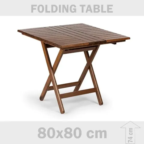 Hornbeam ағашынан жасалған бүктелетін бақша балкон үстелі 80x80x72 cm Akbrella World AKB-521