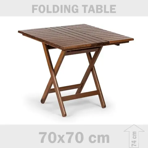 Бук ағашынан жасалатын бүктелетін бақша балкон үстелі 70x70x72 cm Akbrella World AKB-527