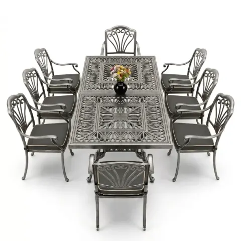 Personality Peacock Motif Aluminum Die Casting Table Chair Set Akbrella World AKB-1048