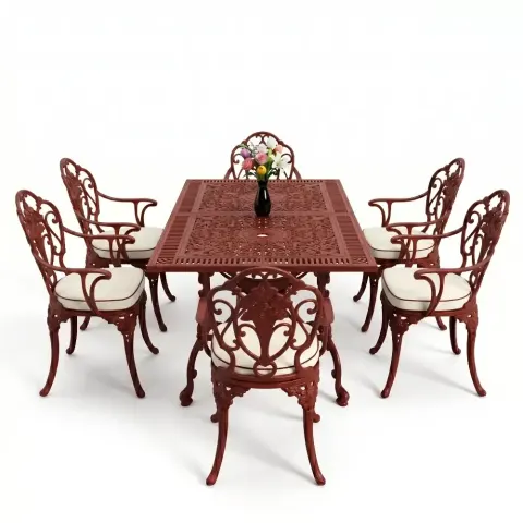 Rose Motif алюминий құйма темір үстел креслосы және қол тіректері бар Akbrella World AKB-1003