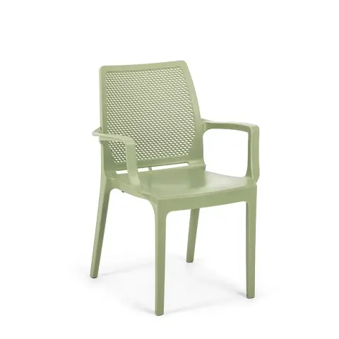 Пластик зәйтүн жасыл диван креслосы, қол тіректері бар 2504 Icon Akbrella World AKB-751