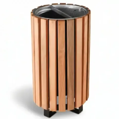 Күлсалғыш торлы дөңгелек ағаш ғарыштық қоқыс жәшігі 35x68x29cm Akbrella World AKB-383