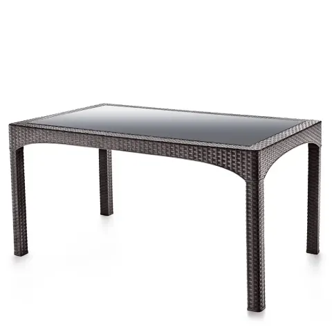 Пластик қоңыр пластик ротанг үстел шыны бар 2586 Akbrella World AKB-791