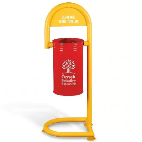 Сары қызыл 3 футтық металл иілген қоқыс жәшігі 117x44x28 cm Akbrella World AKB-371