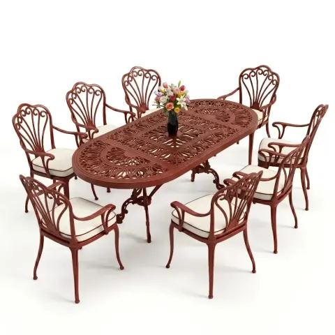 Peacock Motif Aluminum Casting Table Chair Set Akbrella World AKB-1039