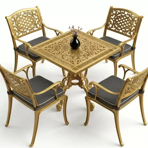 Y: 72 cm 2 Seater Aluminum Die Casting Table Chair Set Akbrella World AKB-869