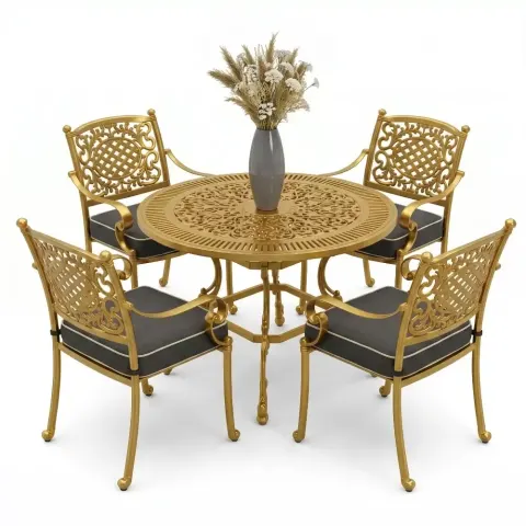 Y: 72 cm 4 Seater Aluminum Die Casting Table Chair Set Akbrella World AKB-870