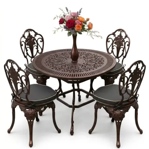 Y: 72 cm 4 Seater Aluminum Die Casting Table Chair Set Akbrella World AKB-872