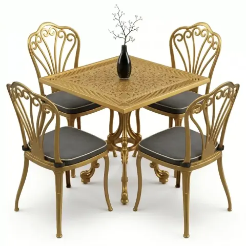 Y: 72 cm 4 Seater Aluminum Die Casting Table Chair Set Akbrella World AKB-863