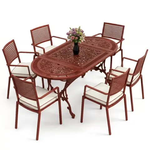 Y:72 cm 6 Seater Aluminum Die Casting Table Chair Set Akbrella World AKB-1037
