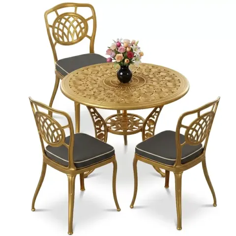 Y: 73 cm 3 Seater Aluminum Die Casting Table Chair Set Akbrella World AKB-859
