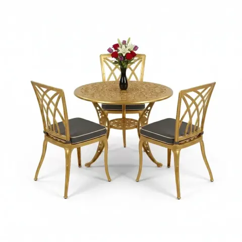 Y: 73 cm 3 Seater Aluminum Die Casting Table Chair Set Akbrella World AKB-861