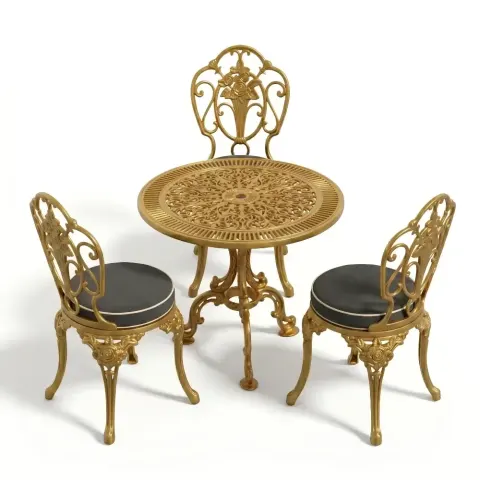 Y: 73 cm 3 Seater Aluminum Die Casting Table Chair Set Akbrella World AKB-851