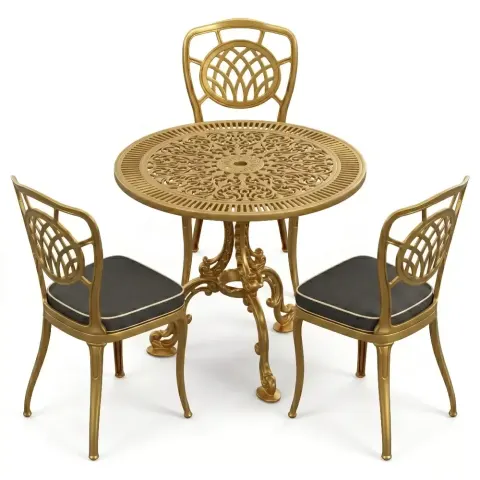 Y: 73 cm 3 Seater Aluminum Die Casting Table Chair Set Akbrella World AKB-852