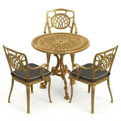 Y: 73 cm 3 Seater Aluminum Die Casting Table Chair Set Akbrella World AKB-853